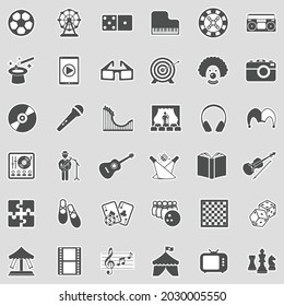 Entertainment Icons. Sticker Design. Vector Illustration.