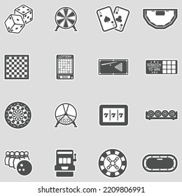 Iconos de entretenimiento. Diseño de pegatinas. Ilustración vectorial.