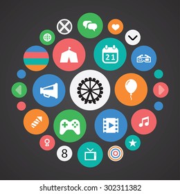 entertainment icons universal set for web and mobile