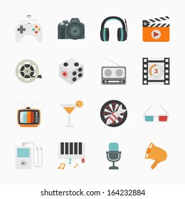 Entertainment Icons with White Background , eps10 vector format