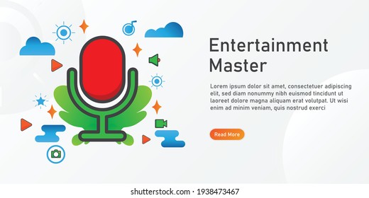 Unterhaltung Landing Page Template. kreative Website-Template-Designs.Vektorgrafik.
