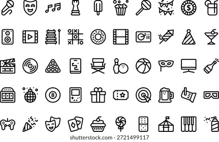 Iconos de entretenimiento y ocio Icono de Vector simple. Plantilla de diseño de símbolos de ilustración para elemento de interfaz de usuario móvil de Web.