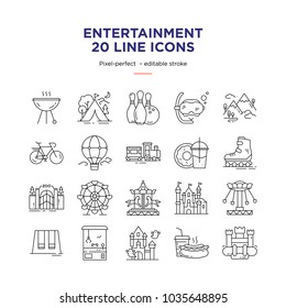 Iconos de línea de entretenimiento