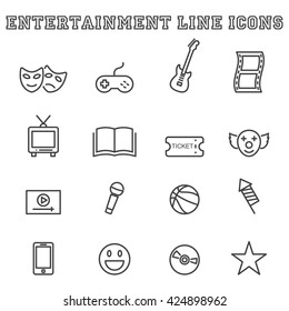 Entertainment Line Icons, Mono Vector Symbols