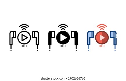Entertainment media icon. With outline, glyph, and filled outline styles