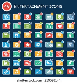 Entertainment and movie icons,clean vector