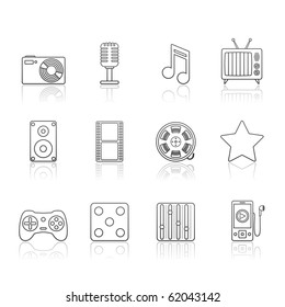 Entertainment and Multimedia icon set 7 - Strokes Series.  Vector EPS 8 format, easy to edit.