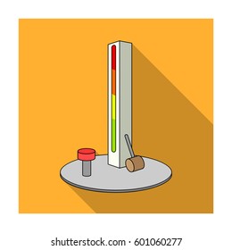 Entertainment on the impact force. Beat the hammer on the stand.Amusement park single icon in flat style vector symbol stock web illustration.