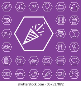 entertainment outline, thin, flat, digital icon set for web and mobile