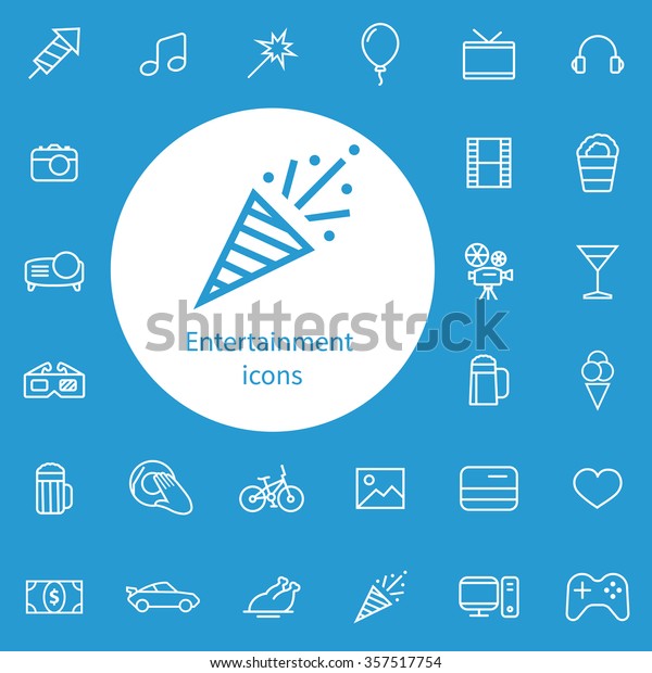 entertainment outline, thin, flat, digital icon\
set for web and\
mobile