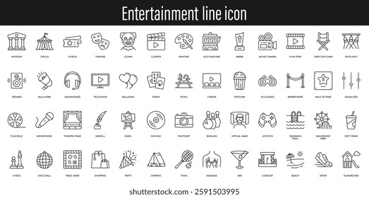 Entertainment outline web icon. Art and culture line icons