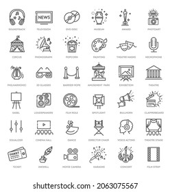 Entertainment - outline web icon collection, vector, thin line icons collection