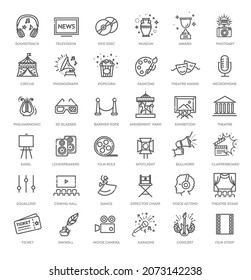 Entertainment - outline web icon collection, vector, thin line icons collection