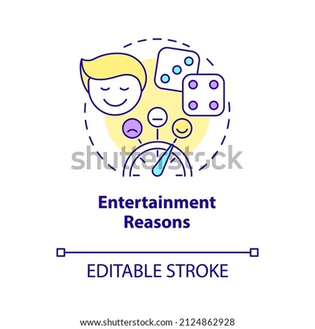 Entertainment reasons concept icon. Compulsive gambling psychology abstract idea thin line illustration. Isolated outline drawing. Editable stroke. Arial, Myriad Pro-Bold fonts used
