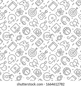 Entertainment related seamless pattern with outline icons