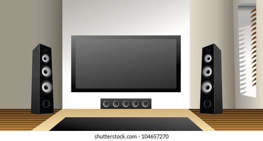 Entertainment room with big plasma screen.