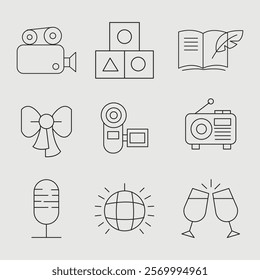 Entertainment set of web icons in line style. Lifestyle and Entertainment icons for web and mobile app.