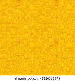 Entertainment Show Line Seamless Pattern. Vector Illustration of Outline Design.