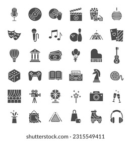 Entertainment Solid Web Icons. Vector Set of Holiday Glyphs.