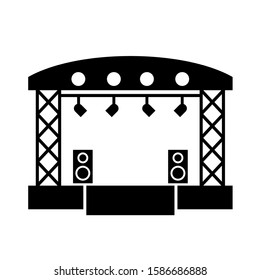 Entertainment Stage Icon. Flat Illustration Of Concert Mobile Platform. Metal Construction For Music Performance.