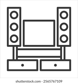 Entertainment System Icon Vector Illustration Outline Style