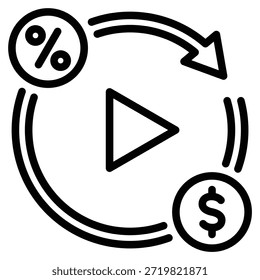 Ilustração de vetor de linha de ícone de imposto de entretenimento