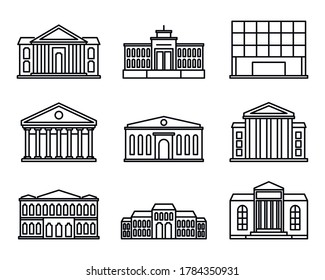 Entertainment theater museum icons set. Outline set of entertainment theater museum vector icons for web design isolated on white background