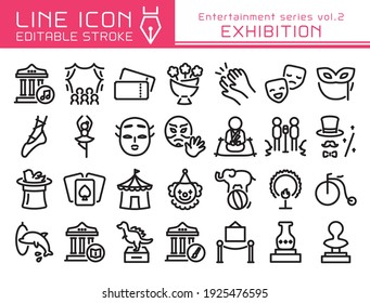 Entertainment Vector Icon Set.  Editable Line Stroke.