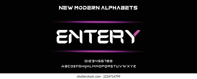 ENTERY Modern Bold Font. Regular Italic Number Typography urban style alphabet fonts for fashion, sport, technology, digital, movie, logo design, vector illustration
