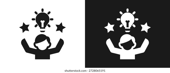 Ícone De Entusiasmo Define Glifo Em Fundo Branco E Preto