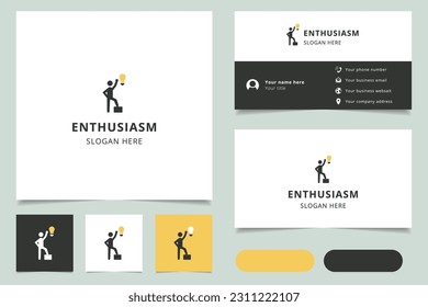 Enthusiasm logo design with editable slogan. Branding book and business card template.