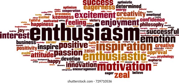 Enthusiasm word cloud concept. Vector illustration