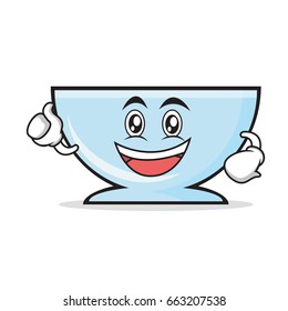Enthusiastic bowl character cartoon style vector illustration