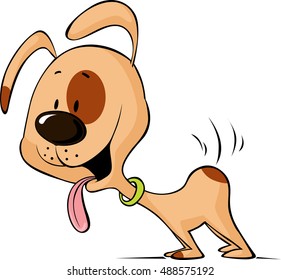 enthusiastic dog waiting for food cartoon - vector illustration