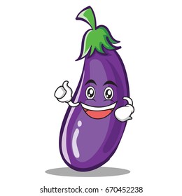 Enthusiastic eggplant character cartoon style vector illustration