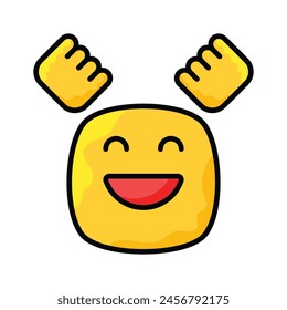 Enthusiastic emoji icon, happy face vector design