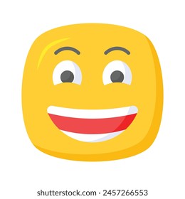 Enthusiastic emoji icon, happy face vector design