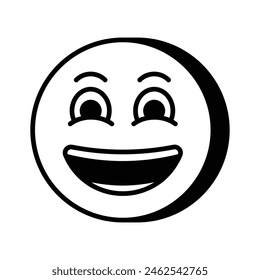 Enthusiastic emoji icon, happy face vector design