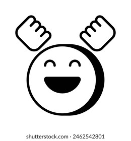 Enthusiastic emoji icon, happy face vector design