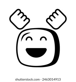 Enthusiastic emoji icon, happy face vector design