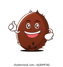 Enthusiastic face coconut cartoon character vector illustration