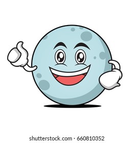 Enthusiastic face moon character cartoon style vector art