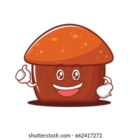 Enthusiastic face mushroom cake character vector illustration