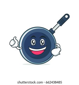 Enthusiastic Frying Pan Cartoon Style Character
