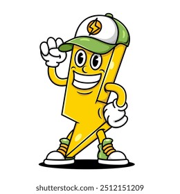 an enthusiastic lightning mascot, suitable for electrical and electrical service businesses.