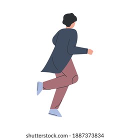 Enthusiastic Man Character Running in a Hurry and Hasten Somewhere Vector Illustration