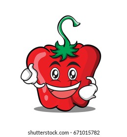 Enthusiastic red pepper character cartoon vector illustration