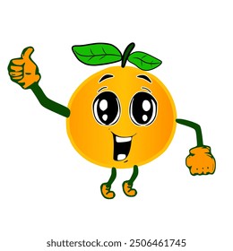 An enthusiastic and smiling orange mascot with his thumb up