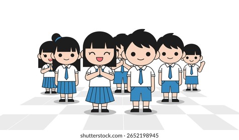 Enthusiastic students standing together ready for learning
