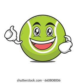 Enthusiastic tennis ball cartoon character vector illustration